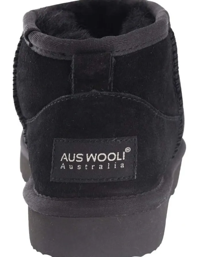 Aus Wooli Ugg Sheepsk Classic Ultra Mini UGG Boot in Black