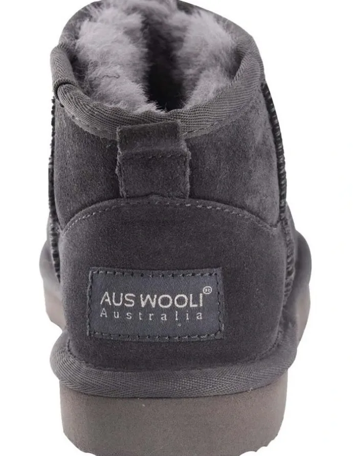 Aus Wooli Ugg Sheepsk Classic Ultra Mini UGG Boot in Grey