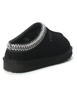 Aus Wooli Ugg Sheepskin Ankle Braid Croydon Slippers in Black