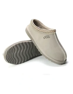 Aus Wooli Ugg Sheepskin Ankle Braid Croydon Slippers in Grey