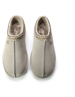Aus Wooli Ugg Sheepskin Ankle Braid Croydon Slippers in Grey