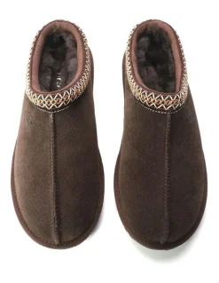 Aus Wooli Ugg Sheepskin Ankle Braid Croydon Slippers in Brown