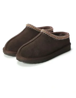 Aus Wooli Ugg Sheepskin Ankle Braid Croydon Slippers in Brown