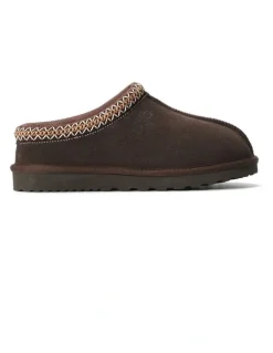 Aus Wooli Ugg Sheepskin Ankle Braid Croydon Slippers in Brown