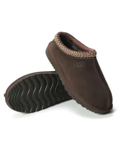 Aus Wooli Ugg Sheepskin Ankle Braid Croydon Slippers in Brown