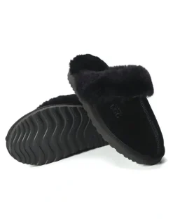 Aus Wooli Ugg Sheepskin Wool Sydney Slippers in Black