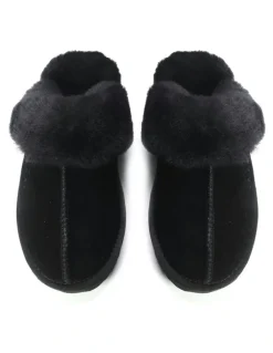 Aus Wooli Ugg Sheepskin Wool Sydney Slippers in Black