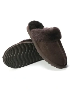 Aus Wooli Ugg Sheepskin Wool Sydney Slippers in Brown