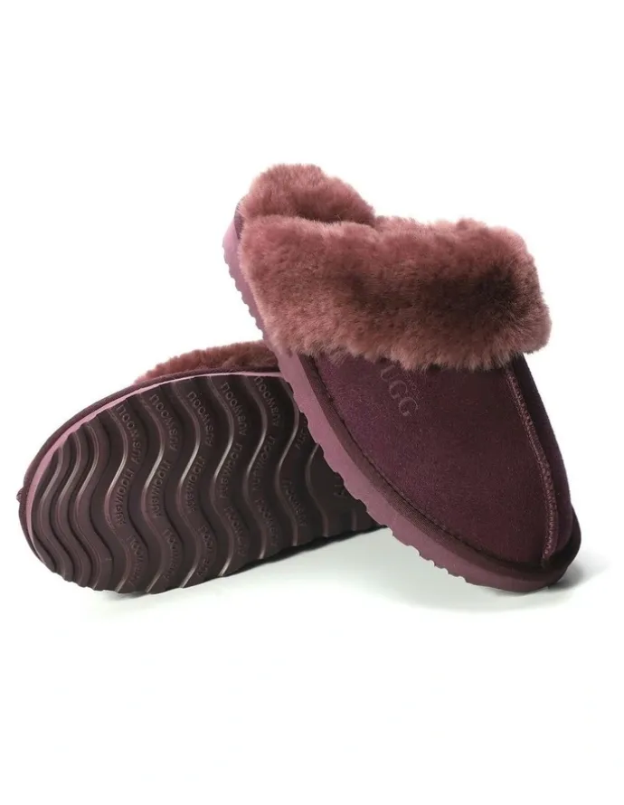 Aus Wooli Ugg Sheepskin Wool Sydney Slippers in Purple