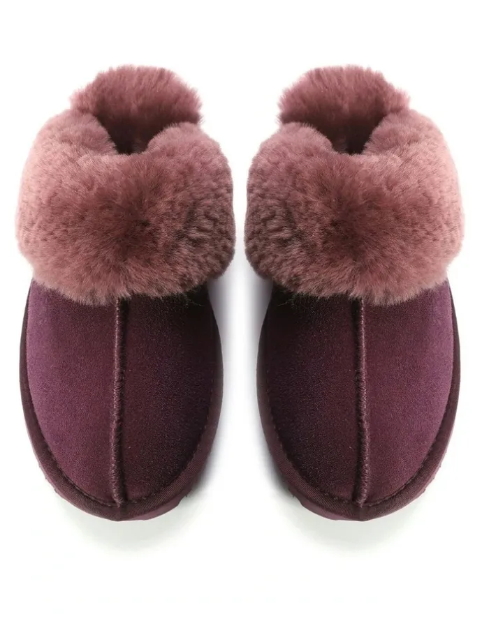 Aus Wooli Ugg Sheepskin Wool Sydney Slippers in Purple