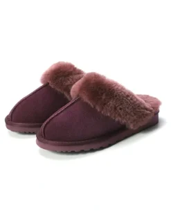 Aus Wooli Ugg Sheepskin Wool Sydney Slippers in Purple
