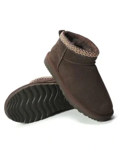 Aus Wooli Ugg Sheepskin Wool Ankle Braid Altona Boots in Chocolate