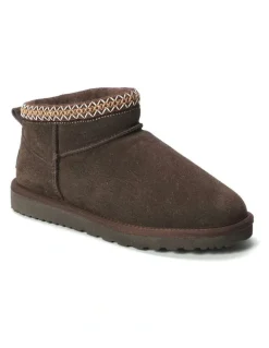 Aus Wooli Ugg Sheepskin Wool Ankle Braid Altona Boots in Chocolate