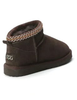 Aus Wooli Ugg Sheepskin Wool Ankle Braid Altona Boots in Chocolate