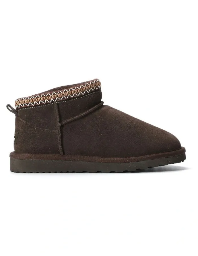 Aus Wooli Ugg Sheepskin Wool Ankle Braid Altona Boots in Chocolate