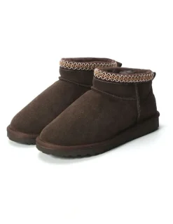 Aus Wooli Ugg Sheepskin Wool Ankle Braid Altona Boots in Chocolate