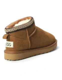 Aus Wooli Ugg Sheepskin Wool Ankle Braid Altona Boots in Tan