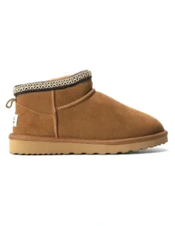Aus Wooli Ugg Sheepskin Wool Ankle Braid Altona Boots in Tan