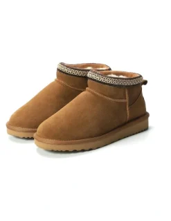 Aus Wooli Ugg Sheepskin Wool Ankle Braid Altona Boots in Tan