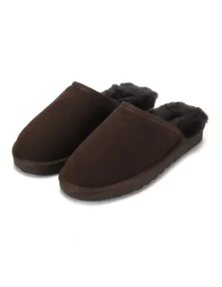 Aus Wooli Ugg Sheepskin Wool Manly Slippers in Brown