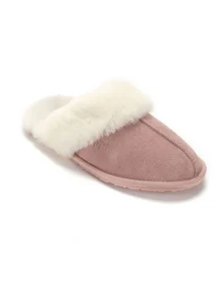 Aus Wooli Ugg Sheepskin Wool Shelley Slippers in Pink