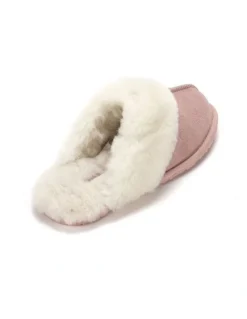 Aus Wooli Ugg Sheepskin Wool Shelley Slippers in Pink