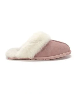 Aus Wooli Ugg Sheepskin Wool Shelley Slippers in Pink