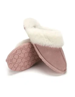 Aus Wooli Ugg Sheepskin Wool Shelley Slippers in Pink