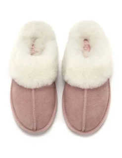 Aus Wooli Ugg Sheepskin Wool Shelley Slippers in Pink