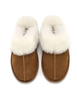 Aus Wooli Ugg Sheepskin Wool Shelley Slippers in Brown