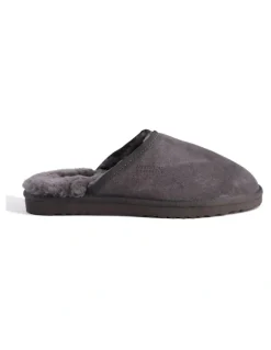 Aus Wooli Ugg Sheepskin Wool Manly Slippers in Grey