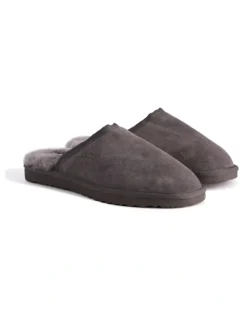 Aus Wooli Ugg Sheepskin Wool Manly Slippers in Grey
