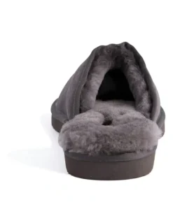 Aus Wooli Ugg Sheepskin Wool Manly Slippers in Grey