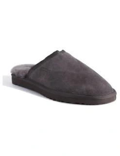 Aus Wooli Ugg Sheepskin Wool Manly Slippers in Grey