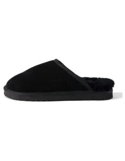 Aus Wooli Ugg Sheepskin Wool Manly Slippers in Black