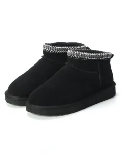 Aus Wooli Ugg Sheepskin Wool Ankle Braid Altona Boots in Black