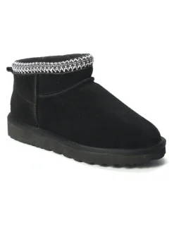 Aus Wooli Ugg Sheepskin Wool Ankle Braid Altona Boots in Black