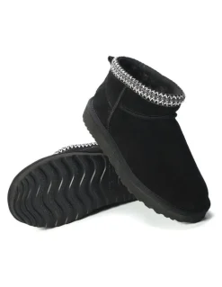 Aus Wooli Ugg Sheepskin Wool Ankle Braid Altona Boots in Black