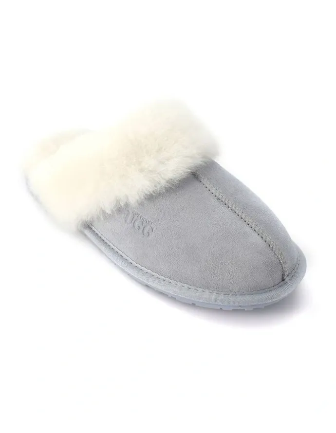 Aus Wooli Ugg Sheepskin Wool Shelley Slippers in Blue