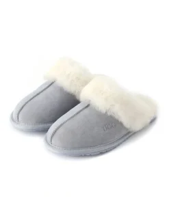 Aus Wooli Ugg Sheepskin Wool Shelley Slippers in Blue