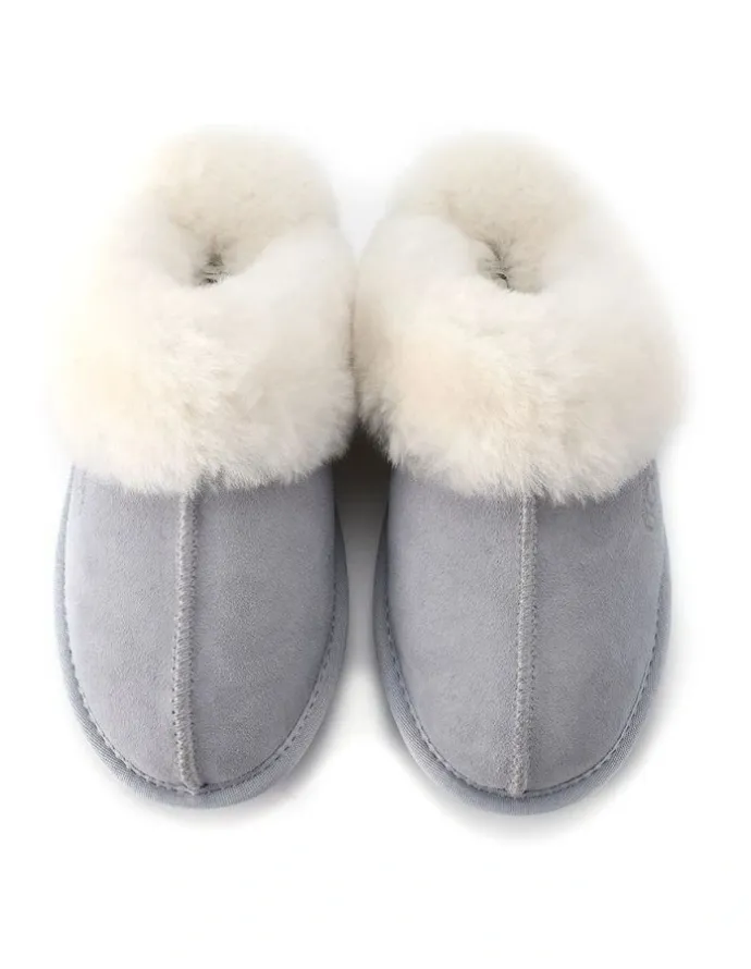 Aus Wooli Ugg Sheepskin Wool Shelley Slippers in Blue