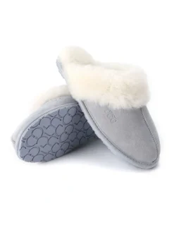 Aus Wooli Ugg Sheepskin Wool Shelley Slippers in Blue