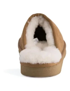 Aus Wooli Ugg Sheepskin Wool Manly Slippers in Brown
