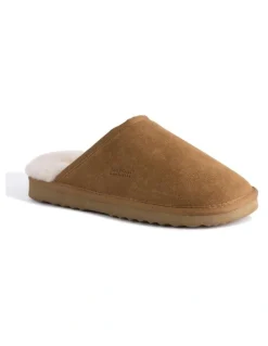 Aus Wooli Ugg Sheepskin Wool Manly Slippers in Brown
