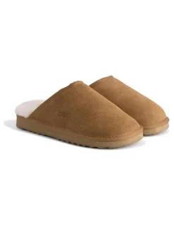Aus Wooli Ugg Sheepskin Wool Manly Slippers in Brown