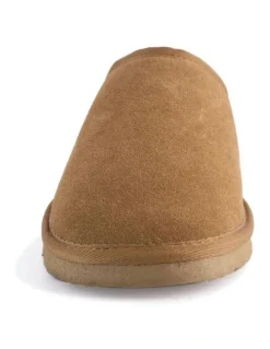 Aus Wooli Ugg Sheepskin Wool Manly Slippers in Brown