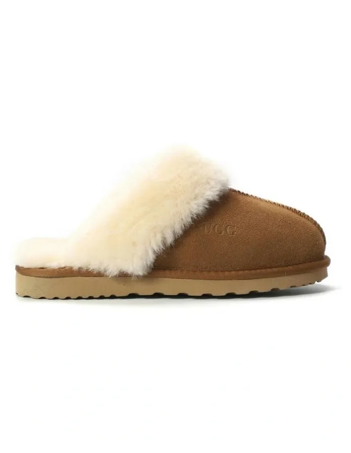 Aus Wooli Ugg Sheepskin Wool Sydney Slippers in Brown