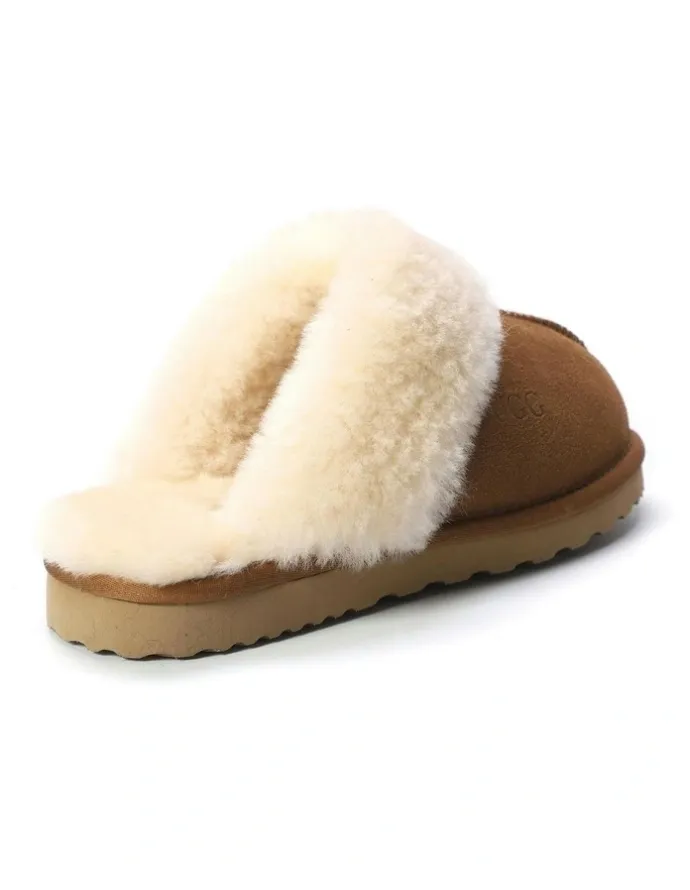 Aus Wooli Ugg Sheepskin Wool Sydney Slippers in Brown