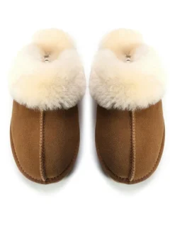 Aus Wooli Ugg Sheepskin Wool Sydney Slippers in Brown