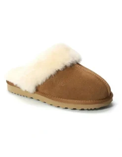 Aus Wooli Ugg Sheepskin Wool Sydney Slippers in Brown